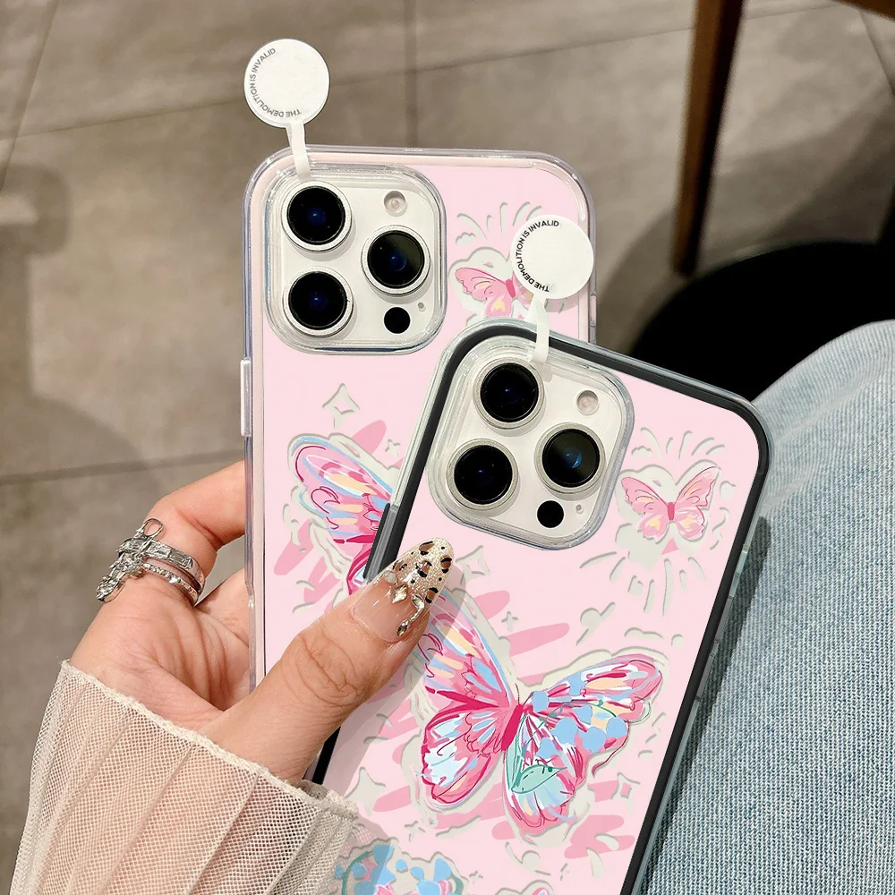 2 في 1 كاندي اللون قضية الهاتف آيفون 17 برو ماكس 13 16 11 15 14 12 الهواء 17 برو ماكس سيليكون شفاف فراشة فوندا غطاء #5