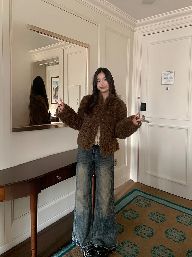 

YOKLASS женские микро-расклешенные джинсы осень-зима американские ретро дистанционные свободные потертые брюки с кисточками и высокой модой