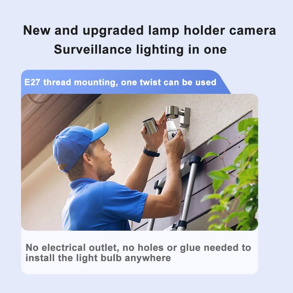 3MP Bulb E27 Surveillance Camera Full Color Night Vision Motion Detection Indoor Security Monitor Wifi Camera Privacy Protection