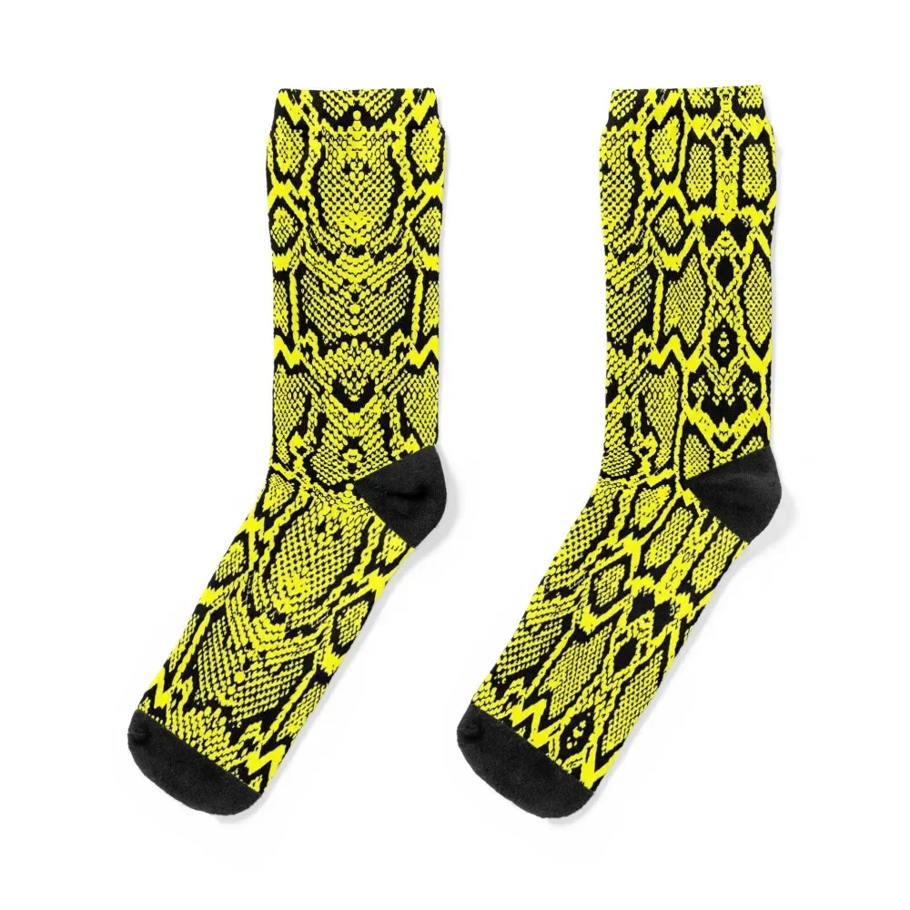 

Yellow Snake Skin Socks Men's hockey Run Socks Man Women's