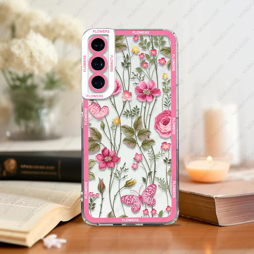 Case For Samsung Galaxy S20 S21 FE S22 S23 Ultra A13 A32 A33 A50 A52 A53 A73 A54 A14 Soft Cover Wild Flowers