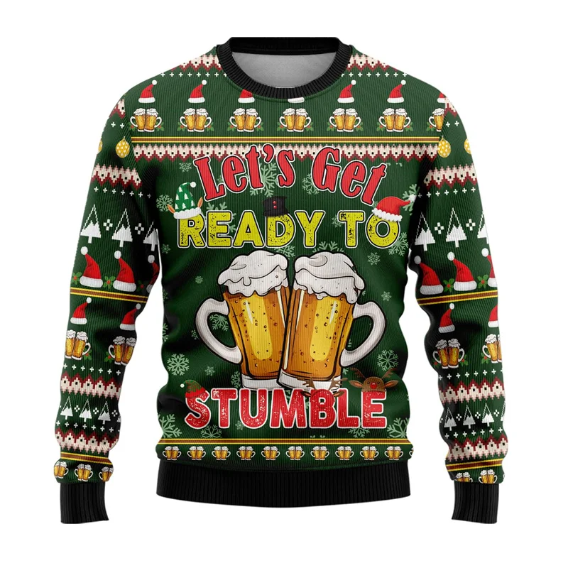 Fashion Oktoberfest Beer Graphic Sweatshirts Casual Autumn Bar Party Ugly Christmas Sweater For Men Clothes Unisex Polyester Top