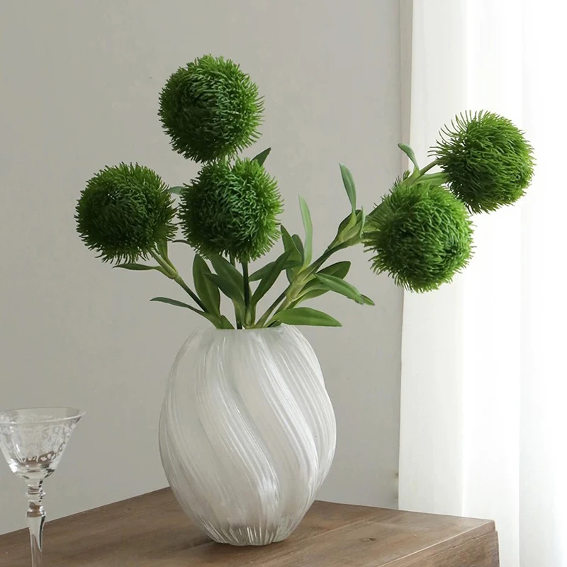 

3PCS Artificial Plants Green Dianthus Plastic Greenery Green Ball Dianthus Artificial Plants Decoration Home Interior Greenery
