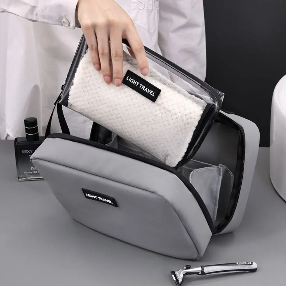 

Portable Dry Wet Separation Men's Toiletry Bag Large Capacity Waterproof Makeup Storage Bag Zipper Handheld Wash Bag Outdoor