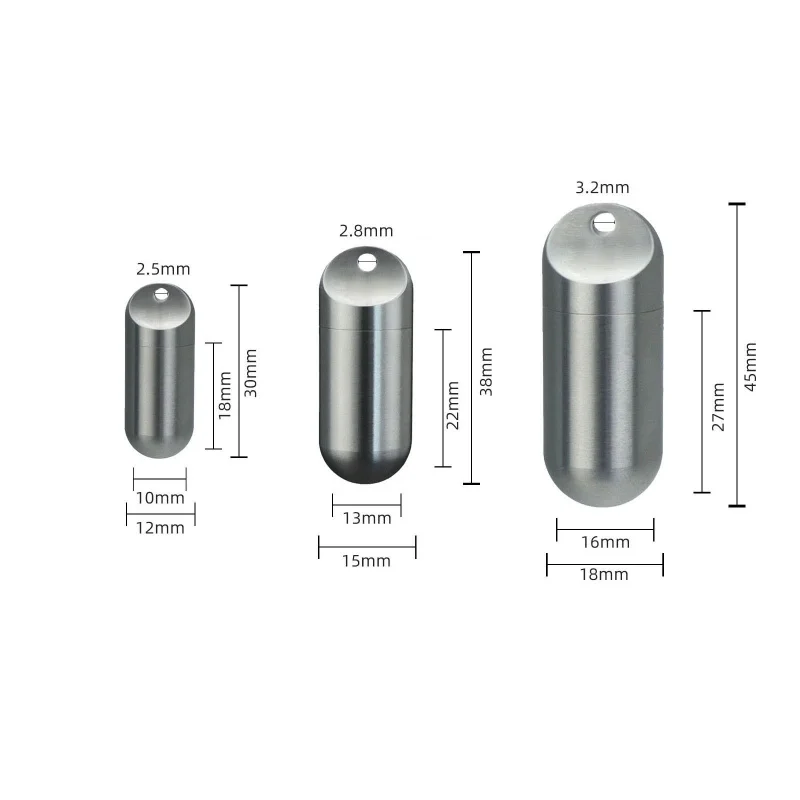 Stainless Steel Medicine Storage Bottle Waterproof Pill Case with Necklace Portable Keychain Travel Outdoor Tool Sealed Capsule - view 6