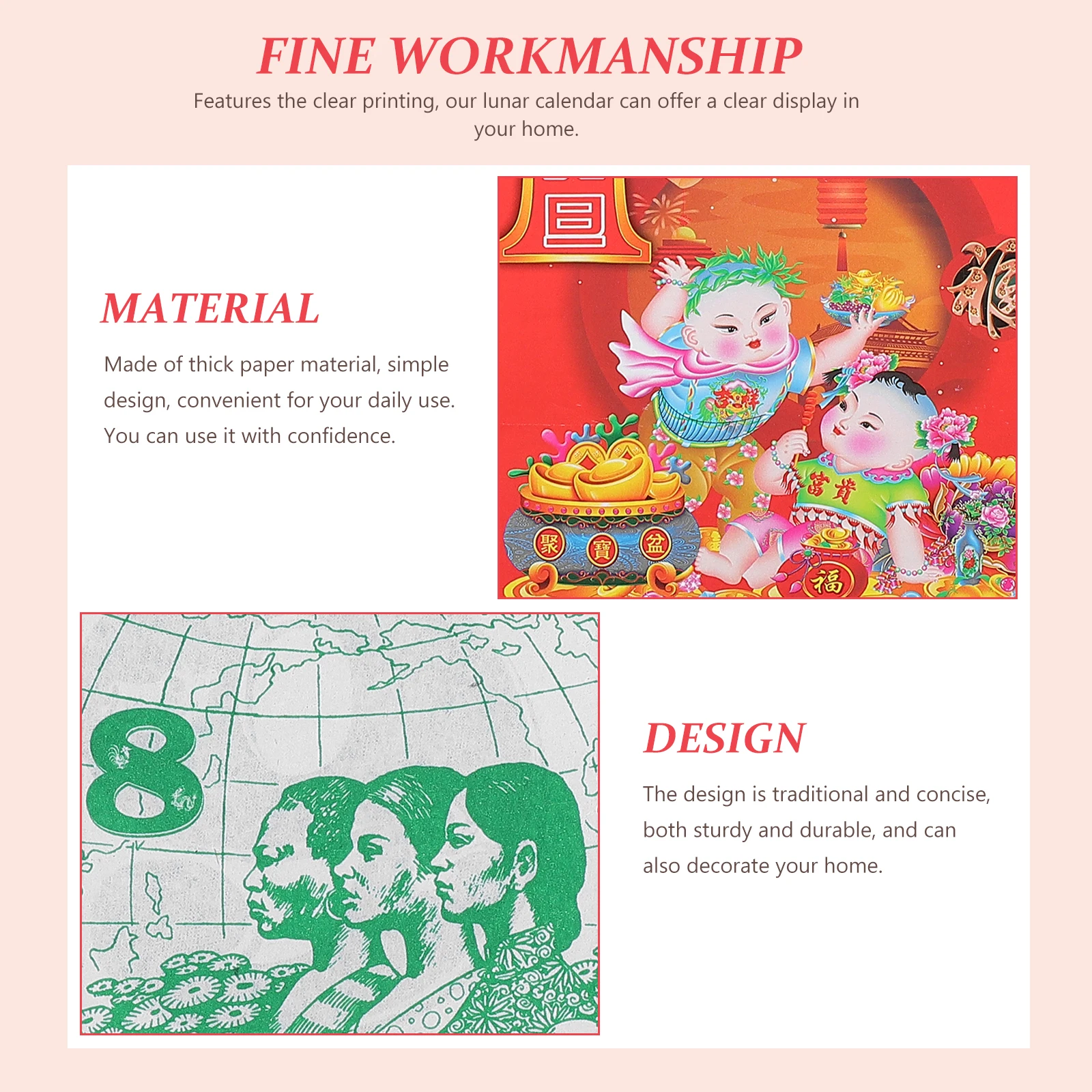 

2023 Tearable Decorative Year of Rabbit Events Paper Calendars Sturdy Home Lunar Calendar 2023 Paper Calendar Gifts