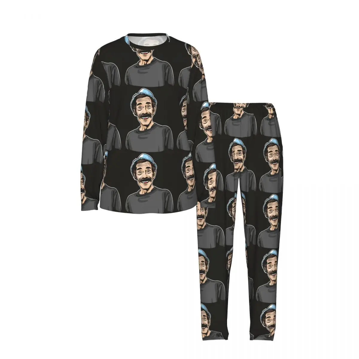 Don Ramon - El Chavo Del Ocho Round Neck Long Sleeves Nightdress for Sleeping Sleepshirts Women Loose Pajama Set Long Pants