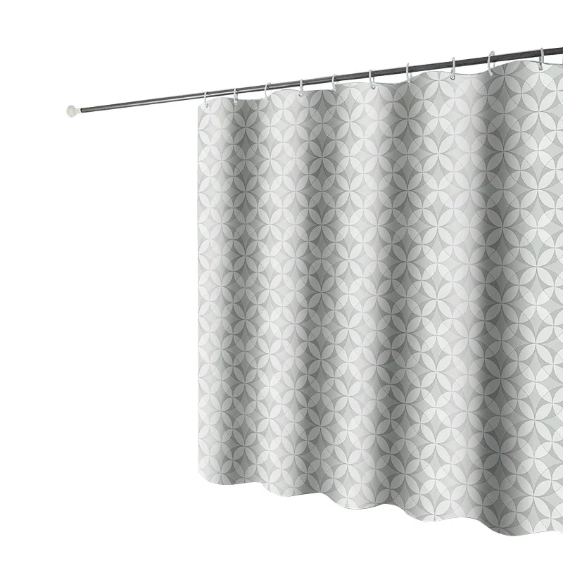 Thick Geometric Simple Shower Curtains Bath Curtain Waterproof Partition Curtain Bathroom High Quality with 12pcs Plastic Hooks