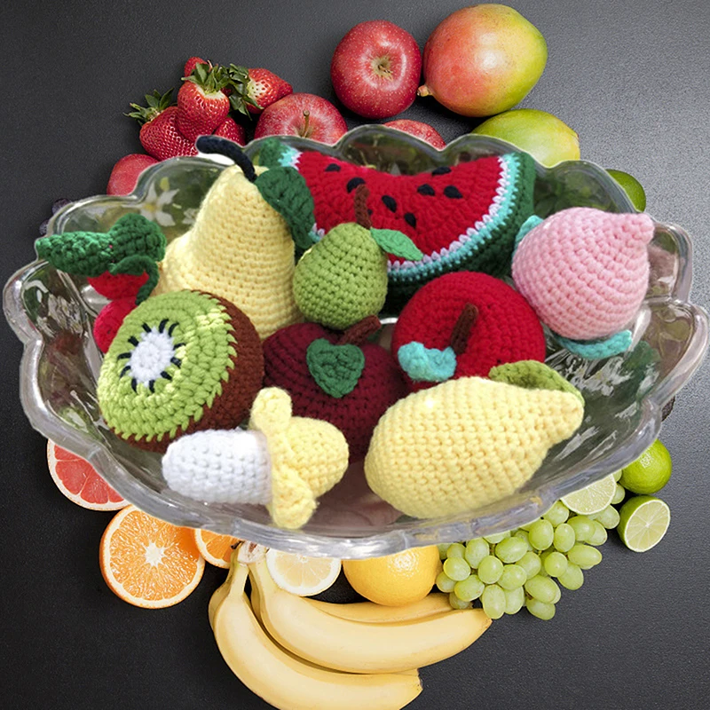 Wool Crochet Finished Fruit Pendant DIY Keychain Jewellery Accessories Watermelon Avocado Mango Kiwi Clothing Accessories