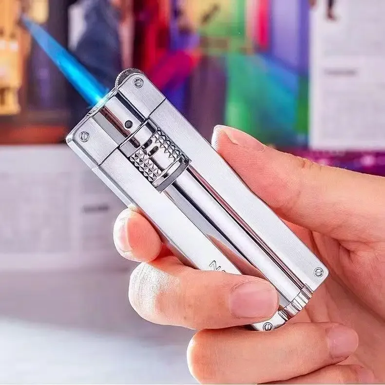 

Новинка 202, JOBON, креативная металлическая уличная ветрозащитная бутановая газовая зажигалка, прямой синий пламя, турбо-факел, струйная зажигалка для сигар, мужской подарок