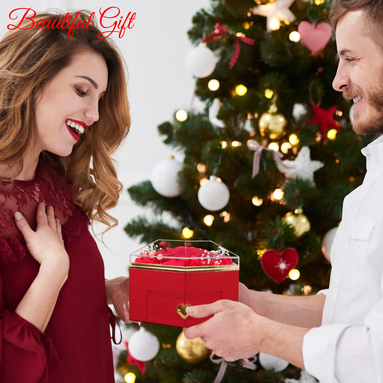 Herz und Schwert Halsketten-Set Rosen-Schmuck Geschenkbox EDELSTAHL Kristall Paar-Halsketten Muttertag Geschenkideen für Frauen – Detail 16