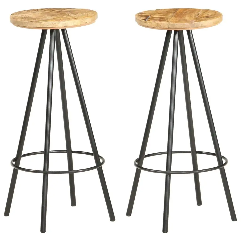 Set of 2 Rustic Wood Bar Stools - Stylish & Durable for Home or Kitchen