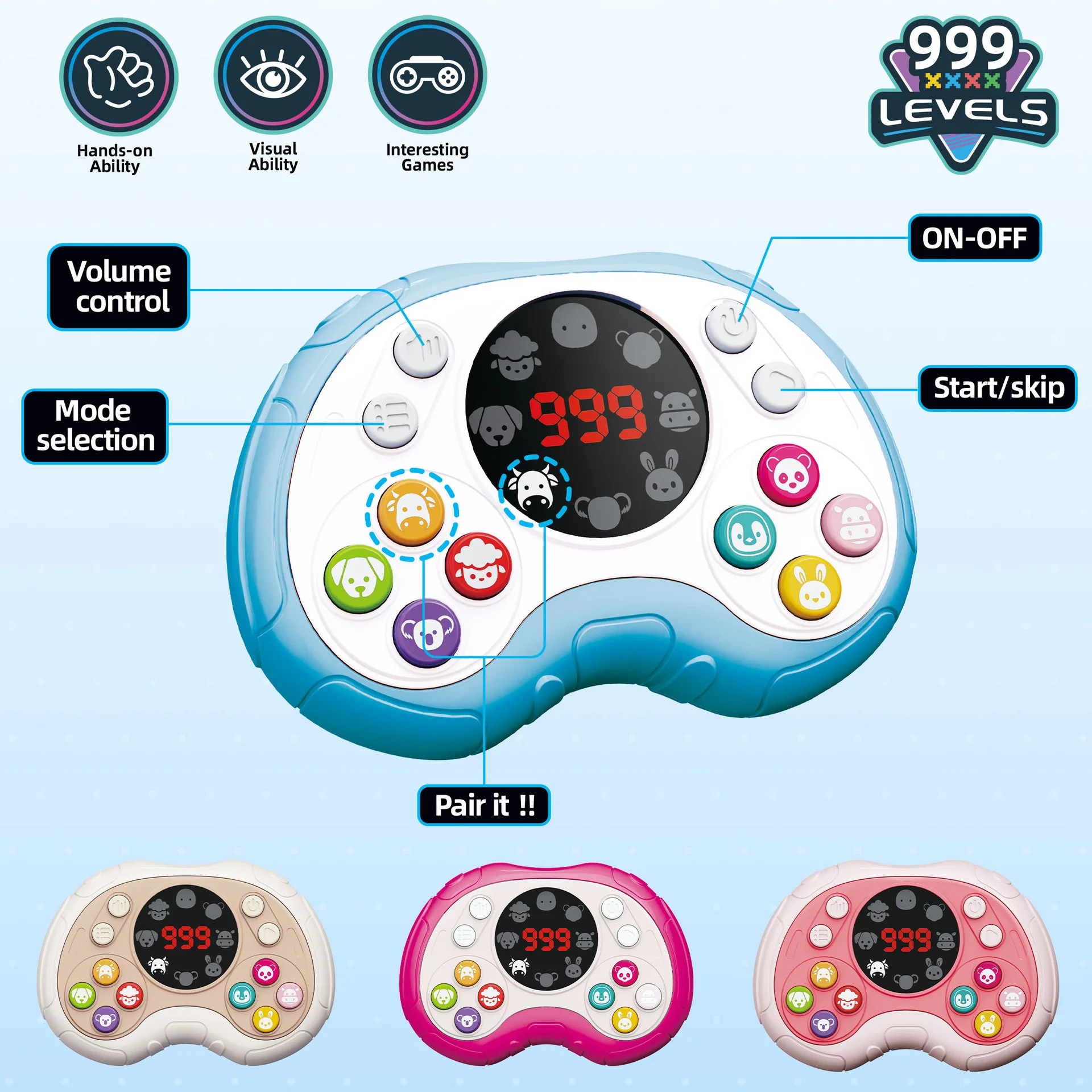 Children Level-breaking Quick Push Game Console Toys Fruit Matching Decompression Thinking Logic Concentration Handheld Kid Toys