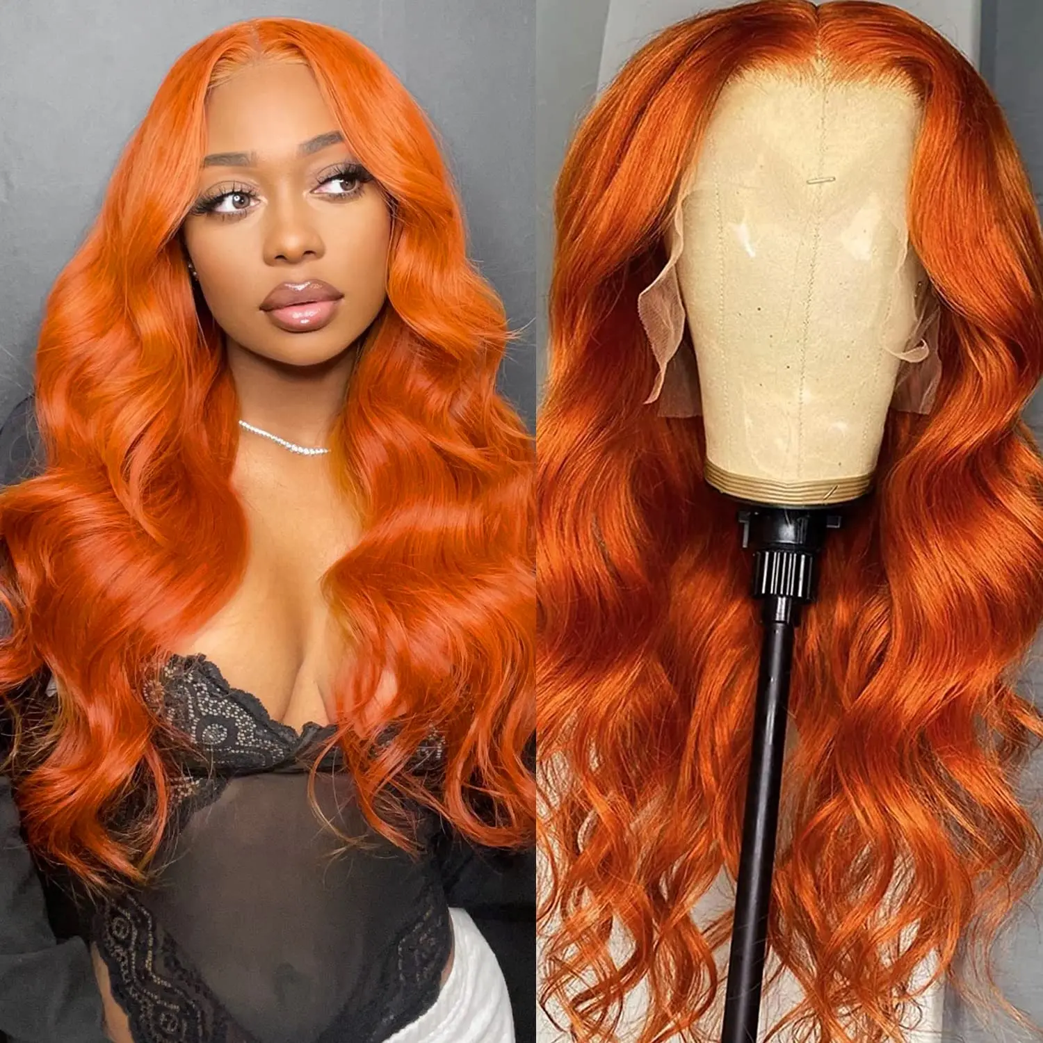 

Ginger Orange 13x6 Hd Lace Frontal Wig For Women Glueless Body Wave Colored Human Hair Wigs 30Inch 13x4 Lace Front Wig PrePlucke