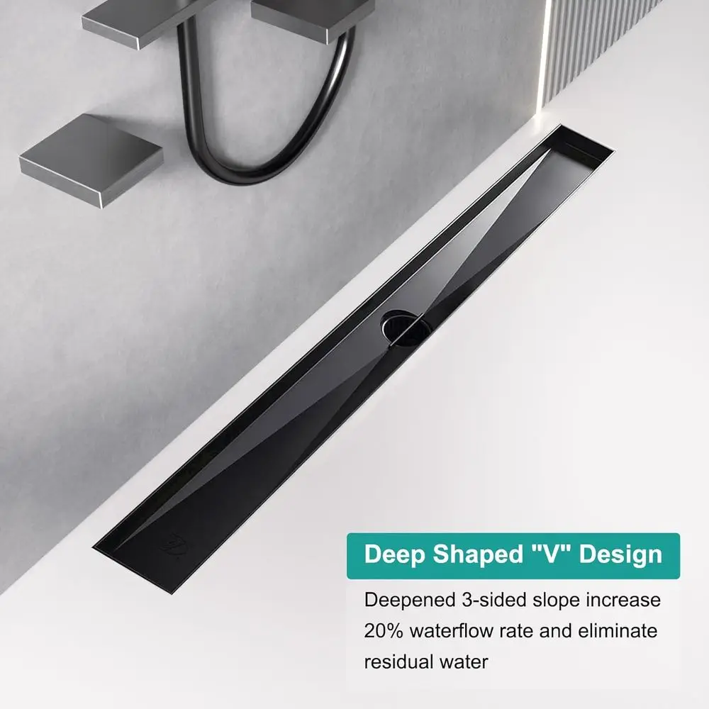 Ralo Linear para Chuveiro de 24 Polegadas com Tampa Removível de Aço Inoxidável e Acessórios, Certificado CUPC