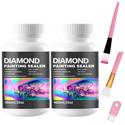 480ML(16oz) Diamond Painting Sealer Kits with 3 Pcs Brushes Diamond Art Sealer Puzzle Glue Accessories and Tools for Adults