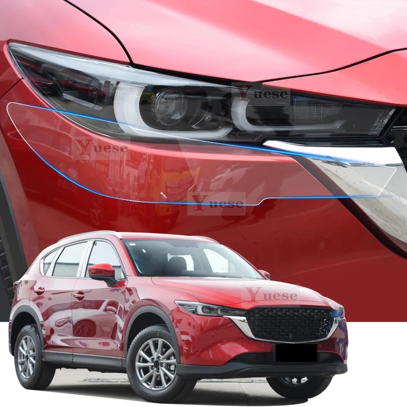 

For Mazda CX-5 2022-2024 2 Pcs Car Headlight Protective Film Transparent Smoked Black TPU Sticker