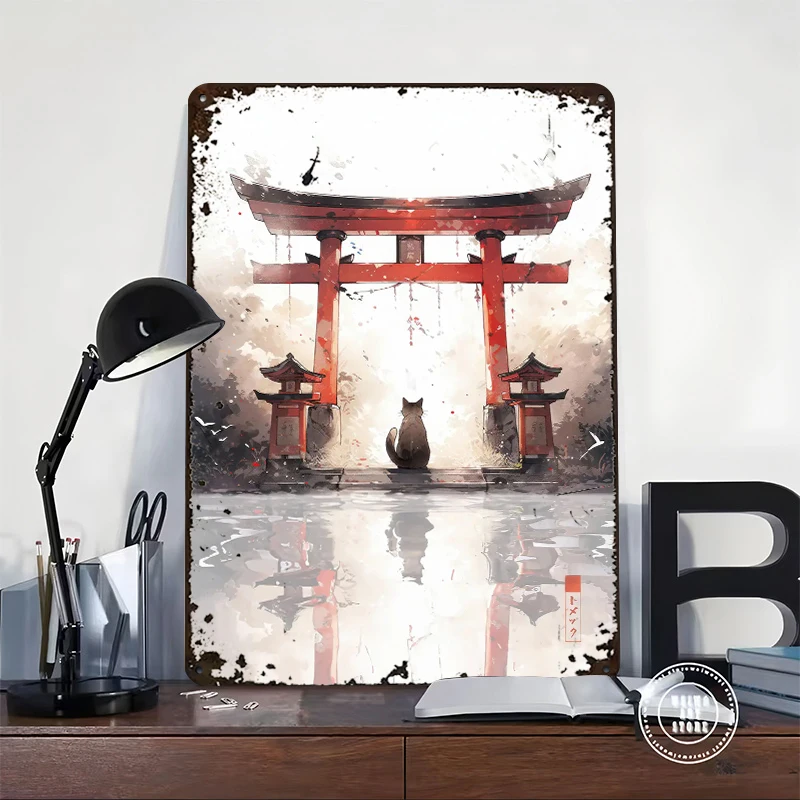 Torii Gate Lightly 3D Tin Poster Customized Wall Art Vintage Metal Signs for Fans Room Bedroom Decoration Gaming Custom Plate