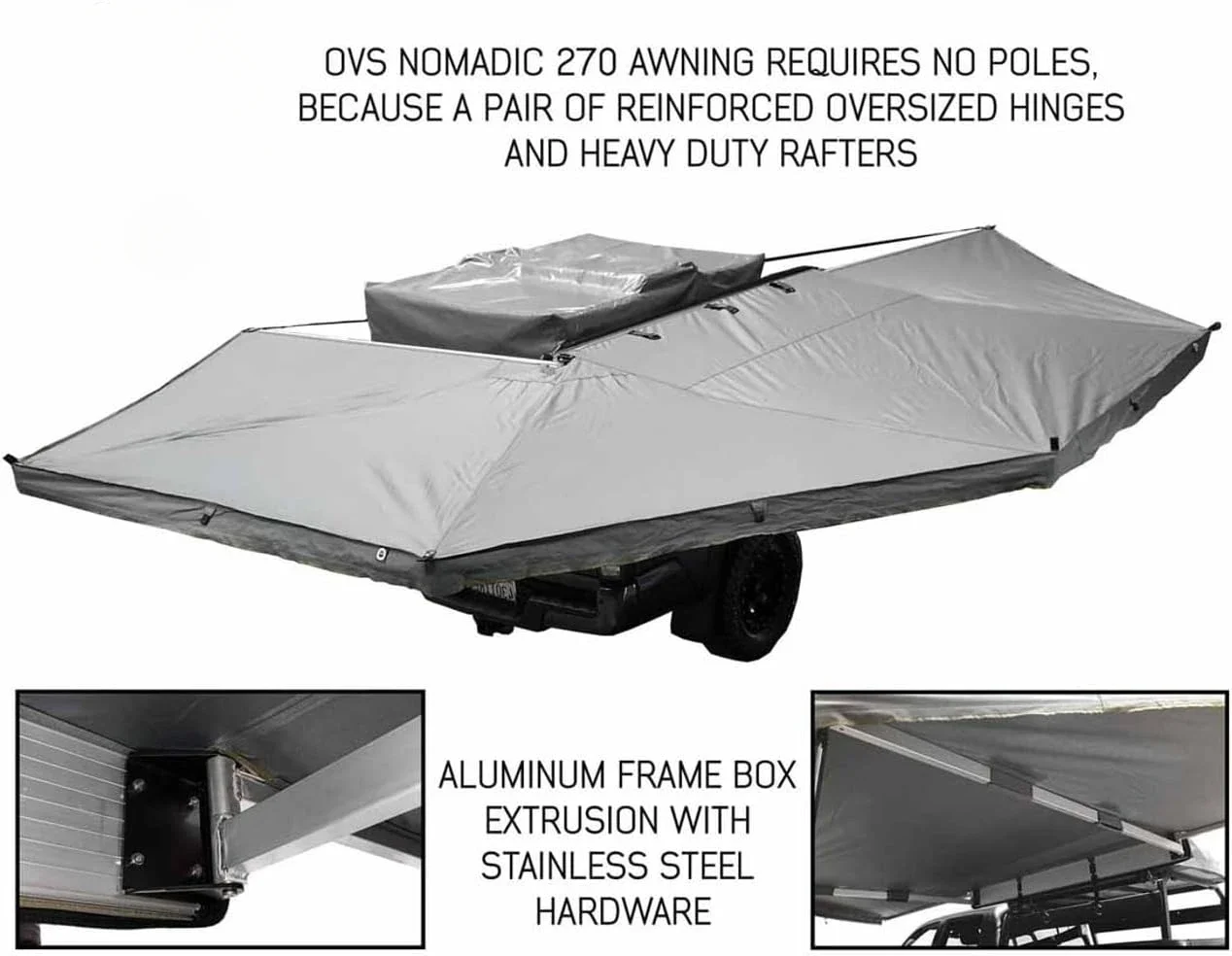 Awning 270 Passenger Side - Dark Gray Cover with Black Cover Universal