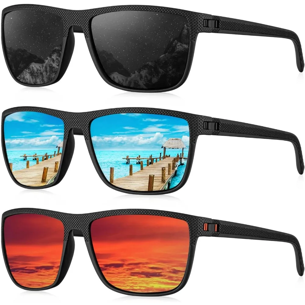 

Lunettes de soleil masculines polarisées, légères avec protection UV pour conduite, pêche et golf