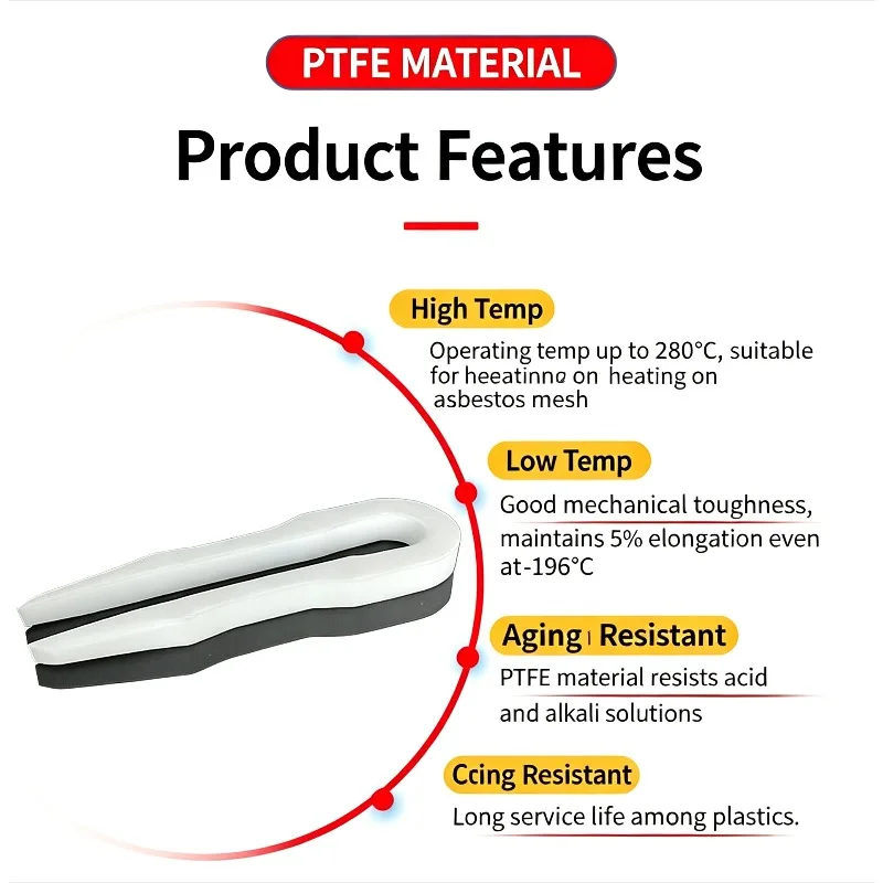 Custom Machining PTFE Tweezers Accessory Acid Alkali Resistant Non‑Stick Surface Lab Experiment Handling Supplies