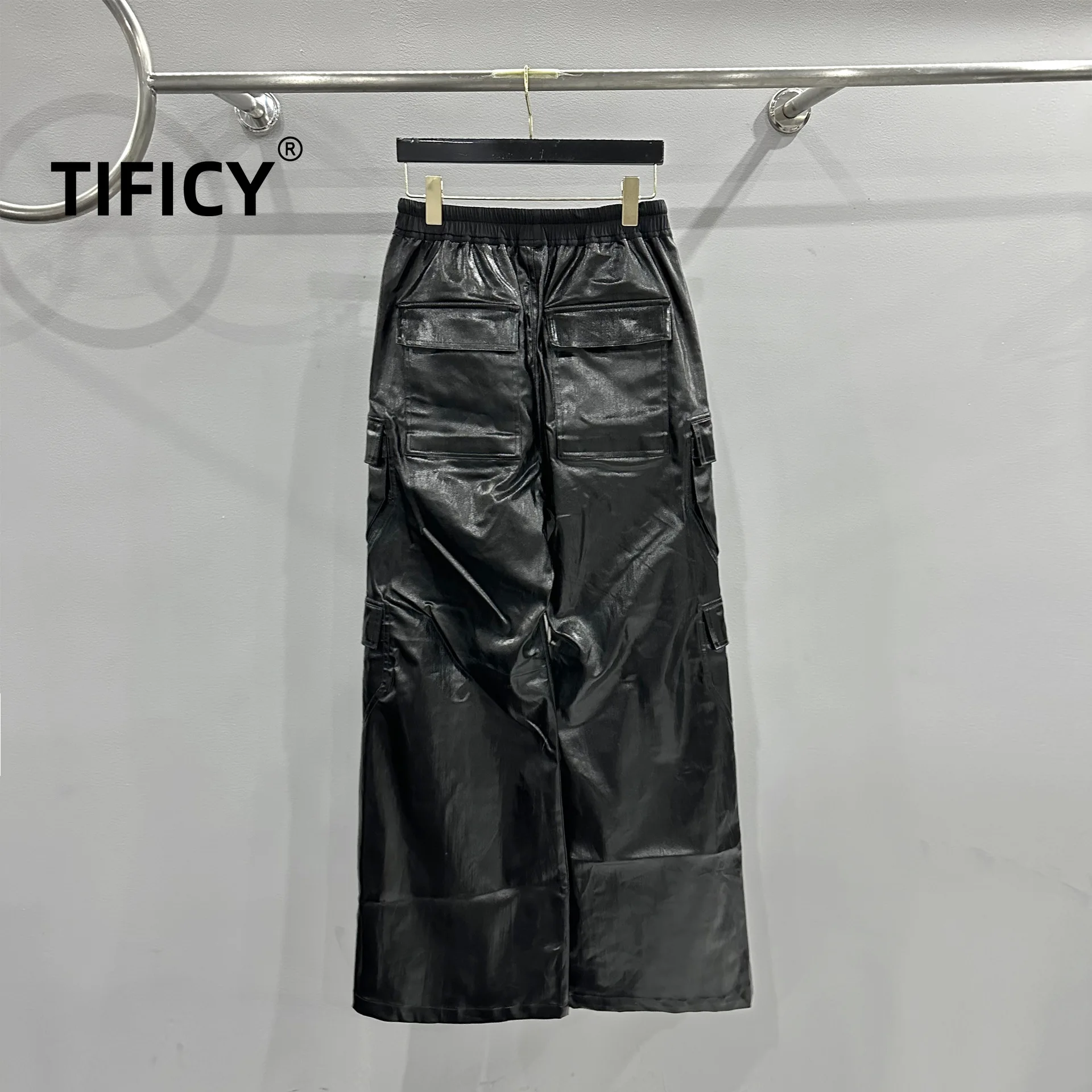 Men's Style | RO RICK High Street Trendy Multi Pocket Coating Motorcycle Work Clothes Elastic Waist Casual Loose Wide Leg Pants