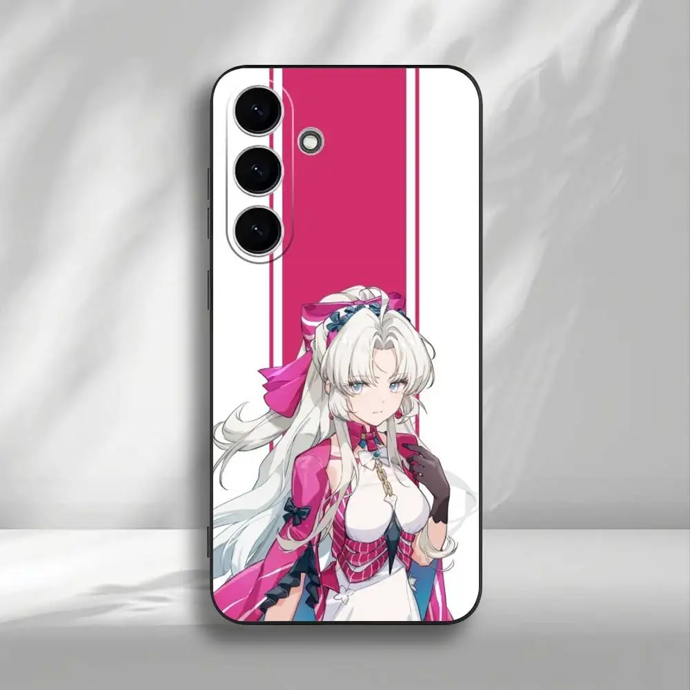 Casing Ponsel Wuthering Waves Carlotta untuk Samsung Galaxy A73,A72,A71,A70,A53,A52,A51, Cangkang Hitam Lembut