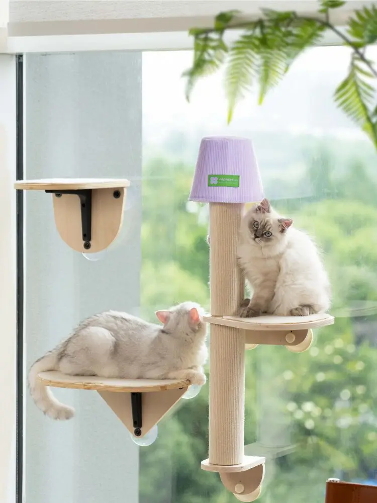 Mewoofun 벽걸이 램프 시살 고양이 긁기 포스트, 난간 고양이 용품, 고양이 등반 프레임, 고양이 긁기 포스트