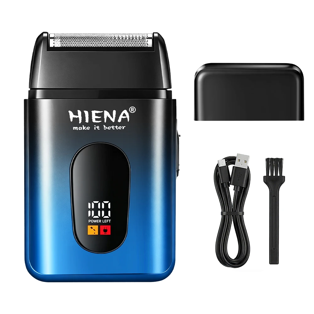 HIENA Men Reciprocating Electric Shaver Blue Digital Power Display Portable Rechargeable Beard Trimmer USB Charging Mini Travel Shaving Razor For Men view 4