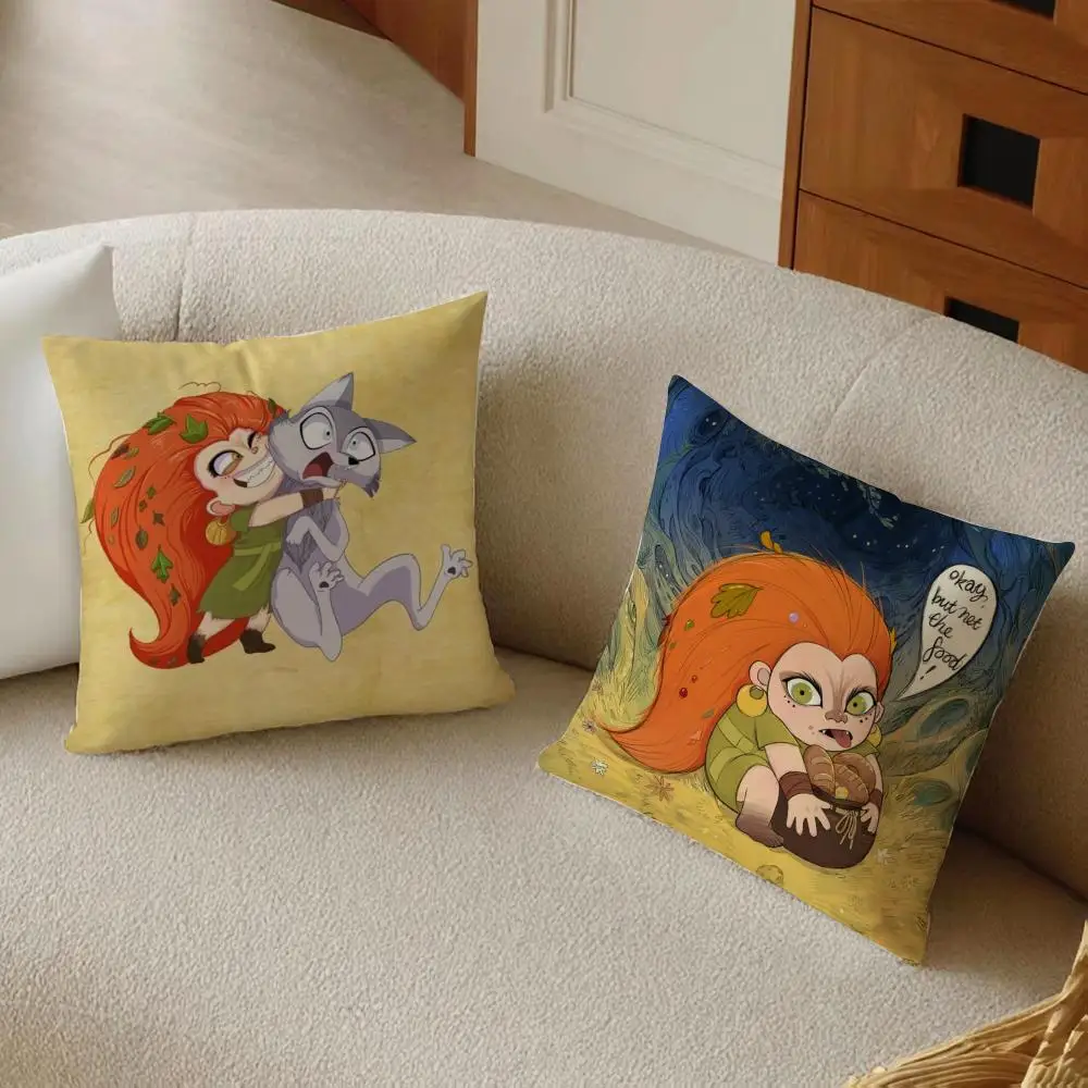 Ireland W-Wolfwalkers Cushion Cover Daily Washable Linen Pillowcase Soft  for Sofa Bed Home Room Decor