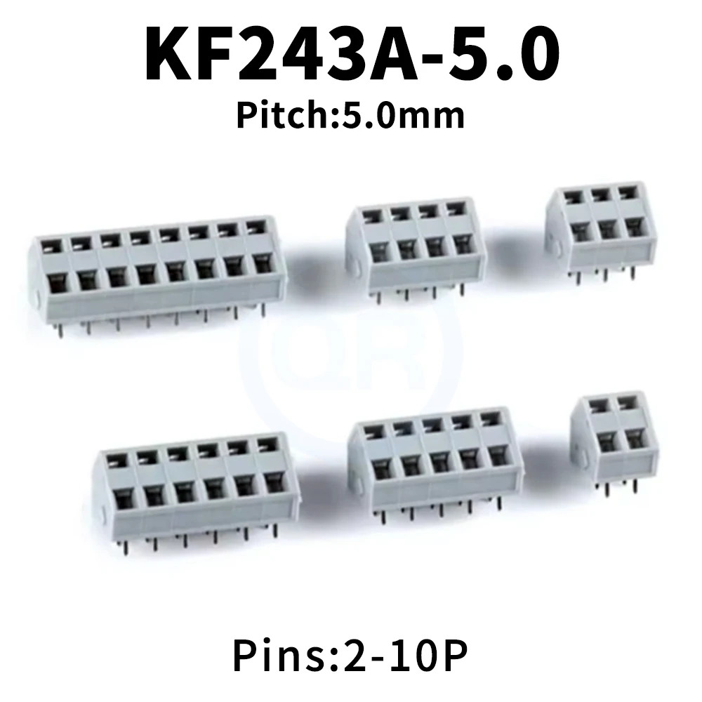 (10 pcs) KF243A-5.0mm Double Row Direct Plug 5.0mm Pitch Spring Loaded PCB Terminal Blocks KF 243A 5.0 2~10Pin