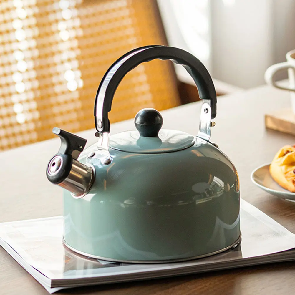 

Чайник-свисток из нержавеющей стали с плоским дном, портативный, легкий, простой в уходе, безопасный для кипячения воды, для дома