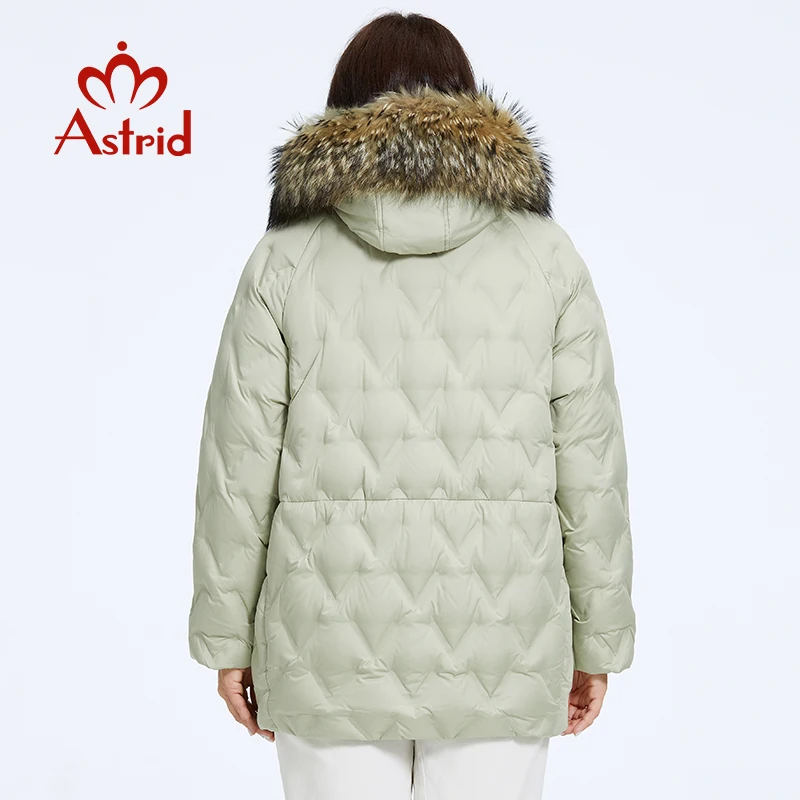 Astrid Women\'s Jacket Winter 2023 Plus Size Down Jackets Big Fur Collar Hooded Coat Women Parka Embossing Female Clothing 10526