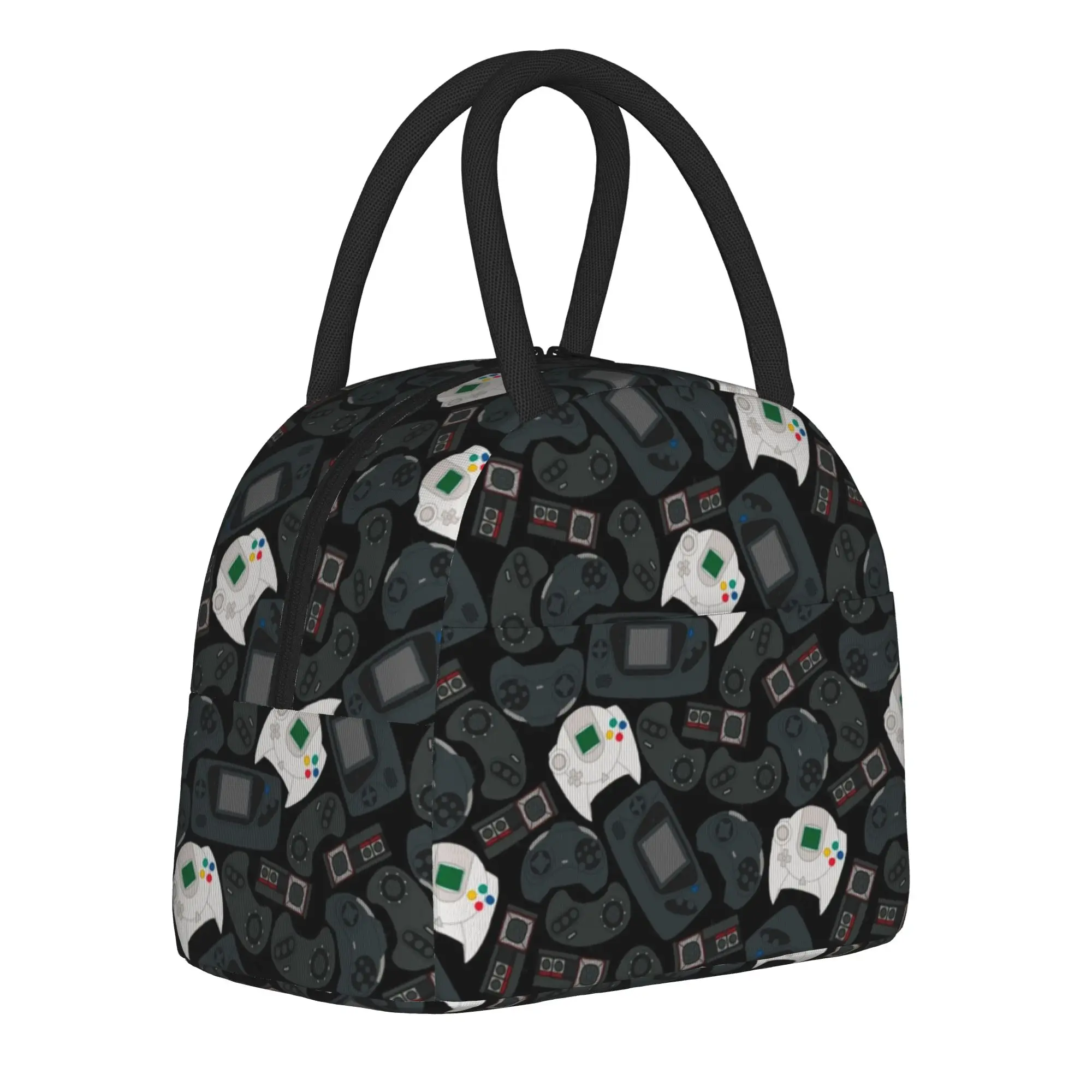 Game Controller Pattern  Insulated Lunch Bags Thermal Bag Lunch Container Game High Capacity Lunch Box Tote Bento Pouch