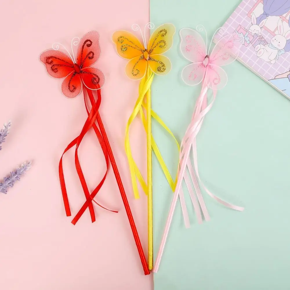 

Dreamlike Pretty Butterfly Fairy Wands Girls Wand Colorful Princess Wand Plastic Role-playing Stick Wand Cosplay Props