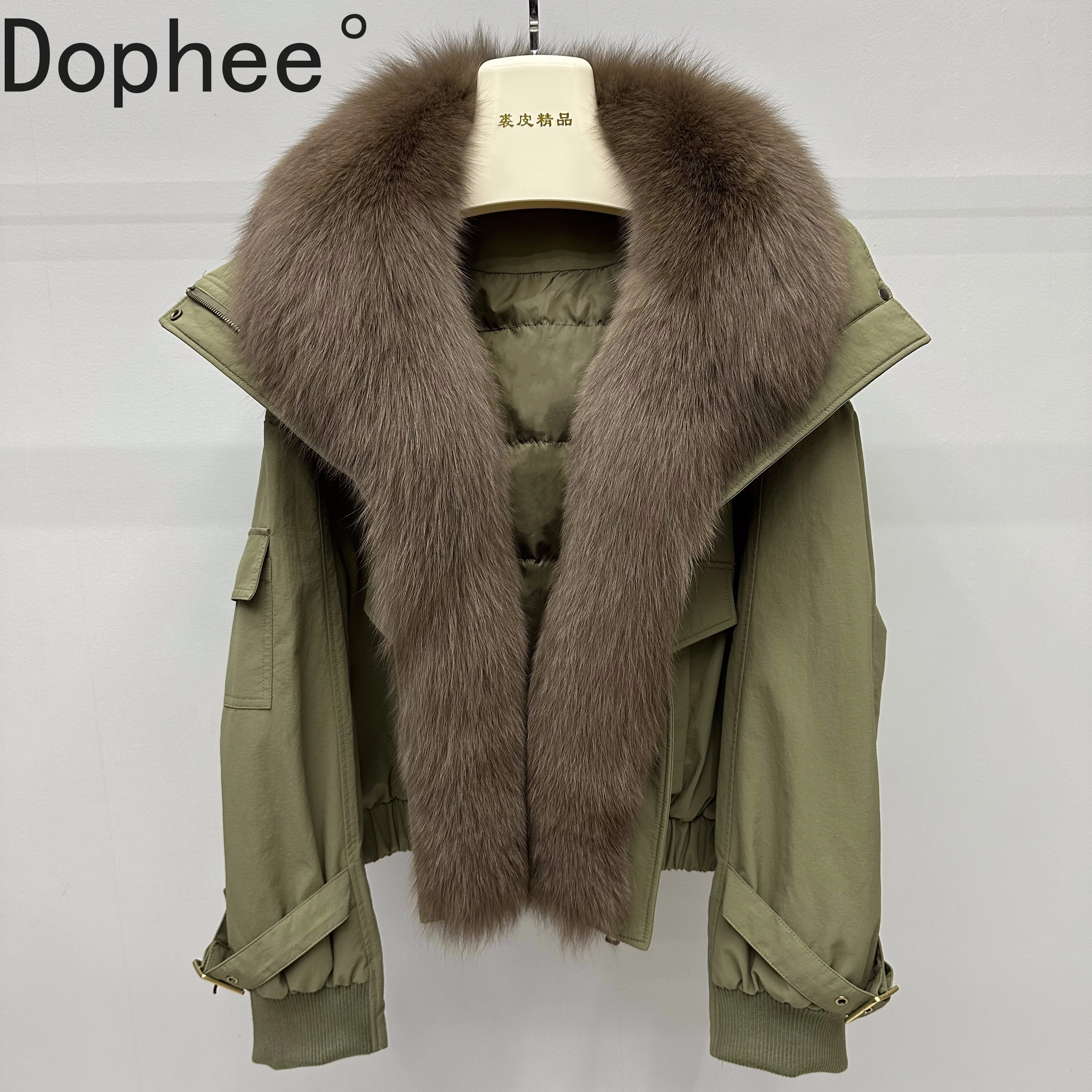 

2025 Новые зимние женские парки, элегантные кардиганы на молнии с длинными рукавами, теплый пуховик, съемный воротник из натурального лисьего меха, женское пуховое пальто