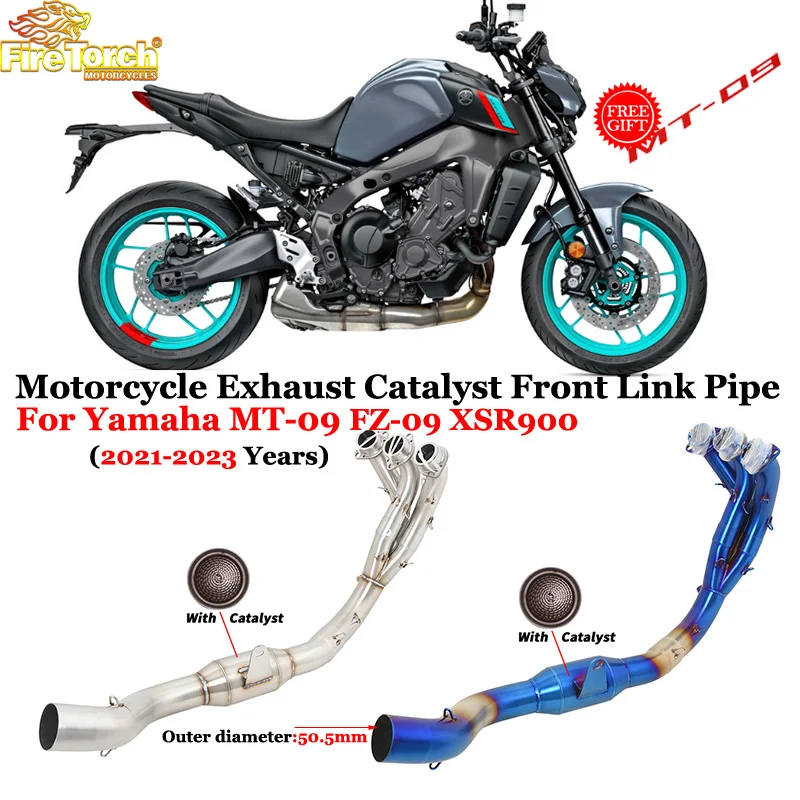 

Slip On For Yamaha MT-09 MT09 FZ 09 2021 2022 2023 Motorcycle Exhaust Systems Modified Front Link Pipe Escape Moto Muffler