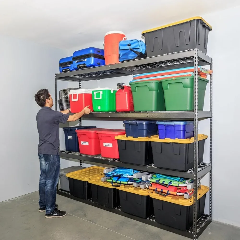 Heavy Duty Garage Shelving 24 x 92 x 84 In - 500 lbs/Shelf - Adjustable 4 Tier Metal Utility Shelves - High Grade