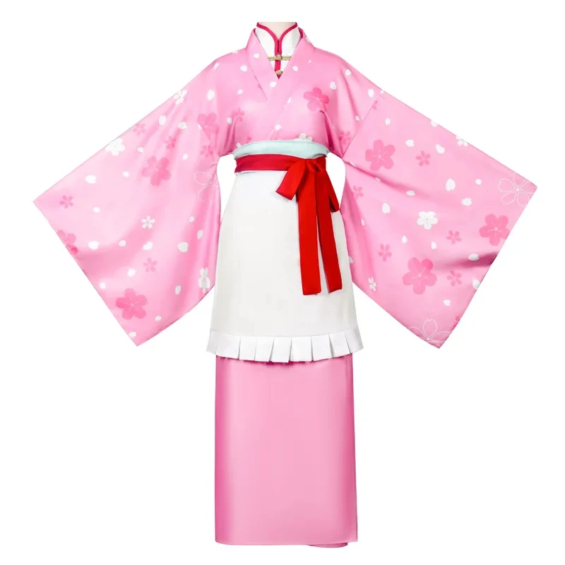 

ABC123Anime Kagura Leader Cosplay Costume Japanese Traditional Pink Sakura Spring Kimono Women Cute Long Dress Role Pl5,j'8.k/4\