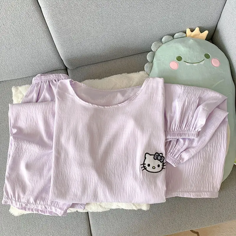 ใหม่ Hello Kitty อะนิเมะอุปกรณ์ต่อพ่วงการ์ตูนชุดนอนน่ารักสาวหวานสบายและสบาย ๆ สามารถสวมใส่นอกบ้านชุดสวมใส่