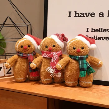 25/35cm New Christmas Gingerbread Man Plush Toy Gingerbread Man Wear A Hat And Scarf…