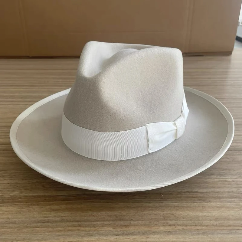 LIHUA Brand Soft Felt Hat, Men Women 100% Wool Fedora Hats, Sky Blue ,Camel, Black Color Classic Floppy Panama Hat