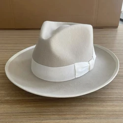 LIHUA Brand Soft Felt Hat,  Men Women 100% Wool Fedora Hats, Sky Blue ,Camel, Black Color Classic Floppy Panama Hat