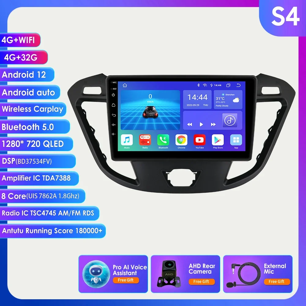 9 "Android 12 Autoradio Gps Stereo Voor Ford Transit Tourneo Aangepaste 2013-2021 Multimediaspeler 4G Carplay 7862 8Core Autoradio