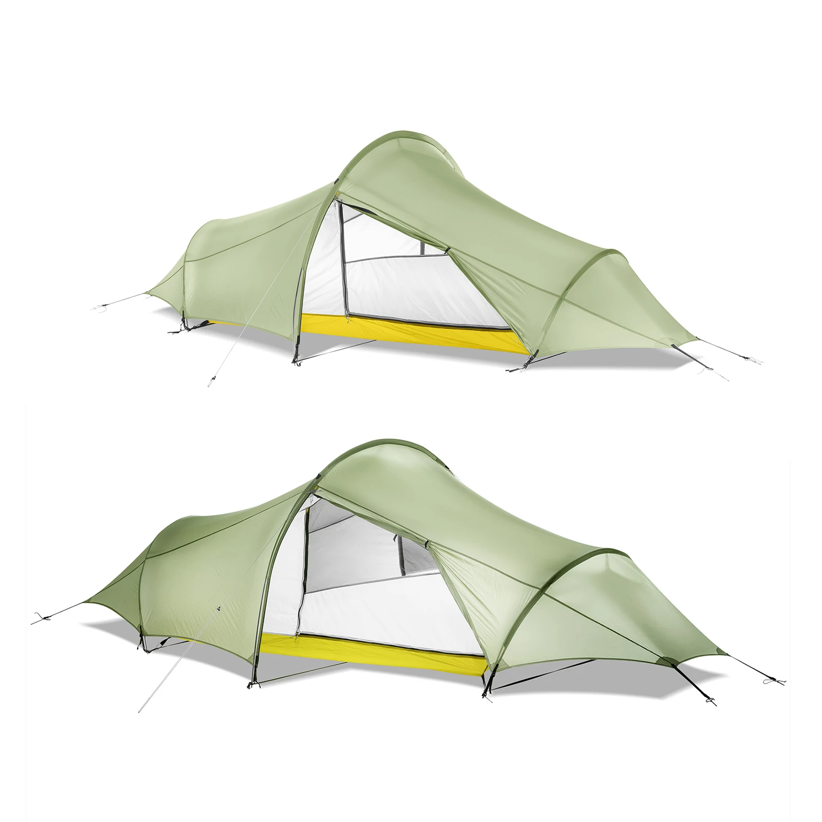 Ultralight 1/2Person Tunnrl Tent Kit Outdoor Camping Large Space Tent 20D Nylon Double-sided Silicone Backpacking Rainproof Tent