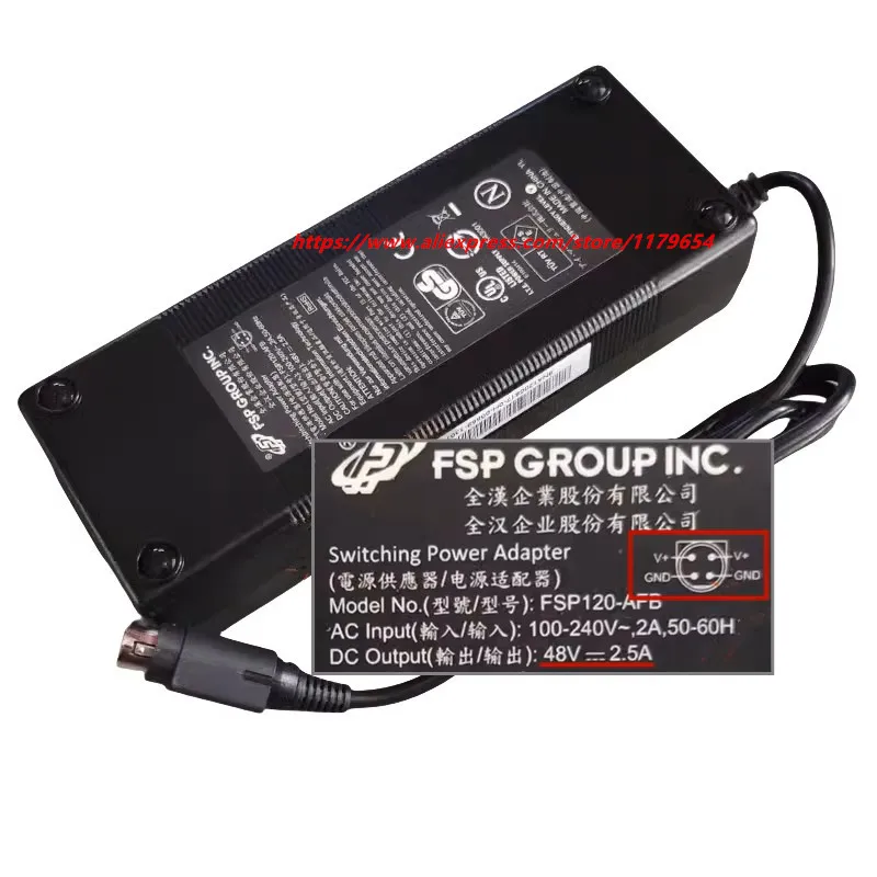 Genuine FSP Switching Power Adapter FSP120-AFB 48V 2.5A 120W 4-PIN (Din) Power Supply Charger