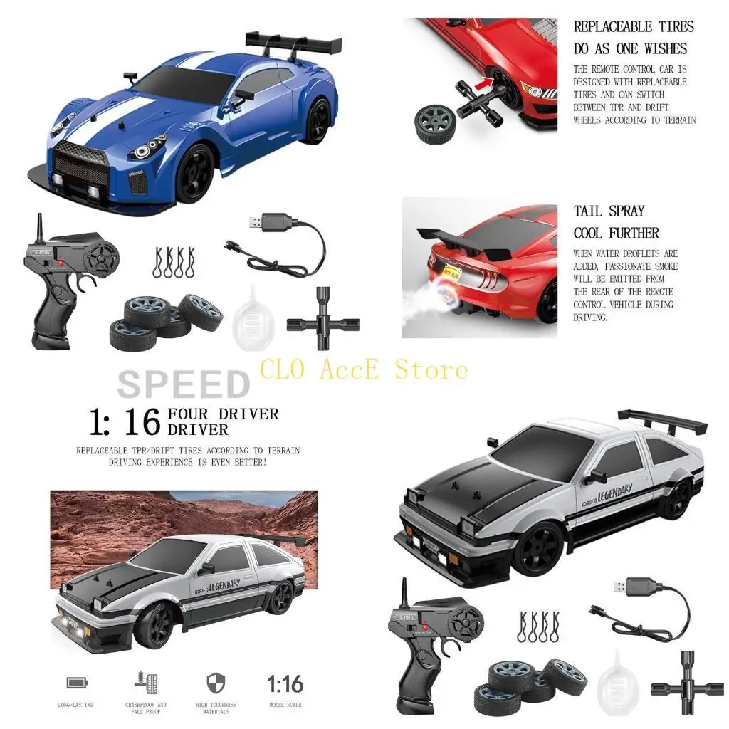 

16FE 1:16 Model Drifting Car RC Stunt Car Toy Hobby RC 2.4G 10MPH 4WD Kids Gift