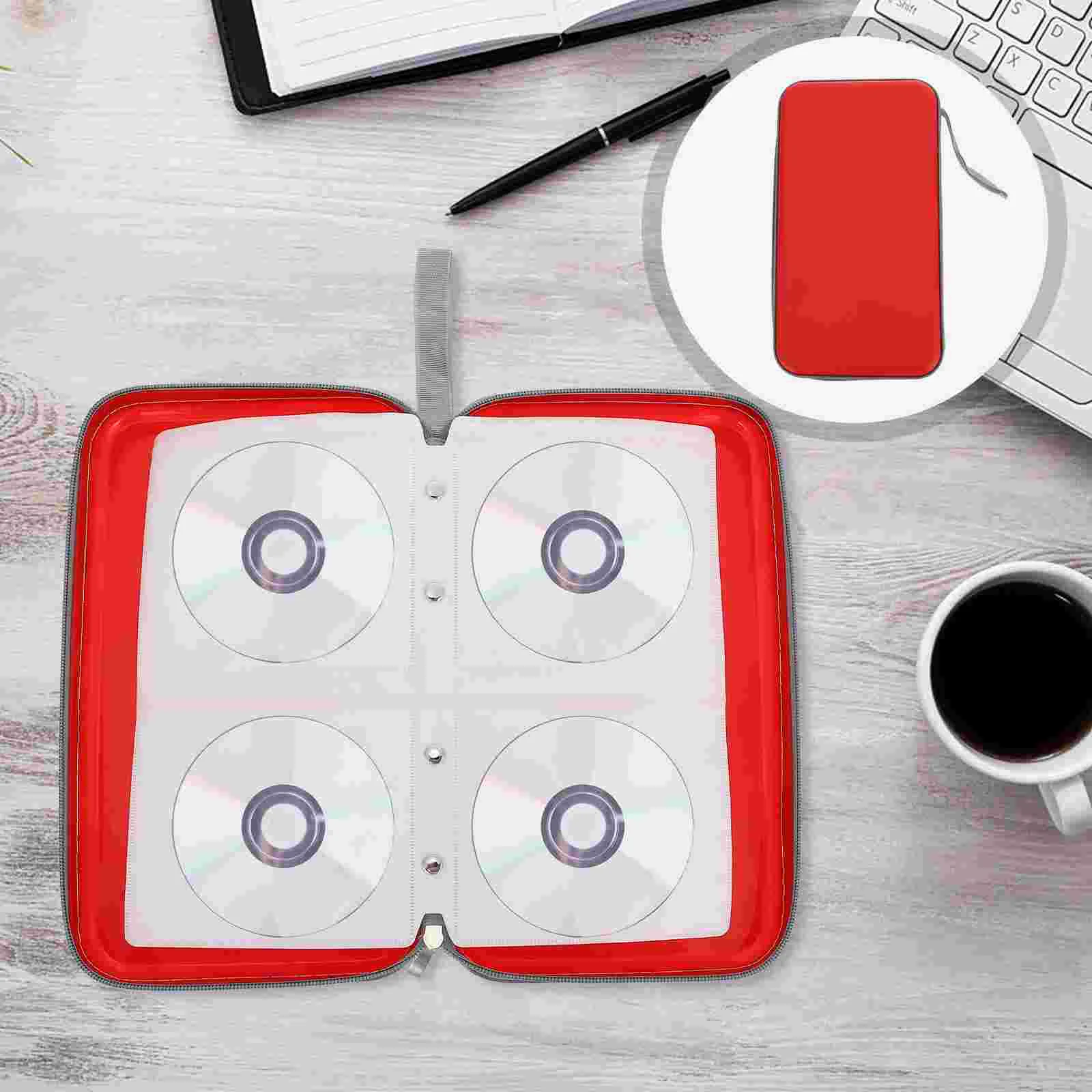 Slim Wallets CD Storage Bag Disc Holder High Quality Red Polyester Plastic Zipper Case