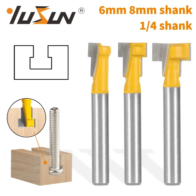 YUSUN Yellow Keyhole Bit T-Slot Cutter Router Bit Woodworking Milling Cutter For Wood Tools Face Mill End Mill