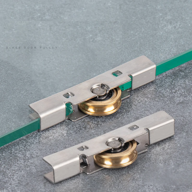 4pcs Pure copper pulley,Hotaste,free hole Card installation,Suitable for 6-8mm frameless glass Sliding door glazing balcony door